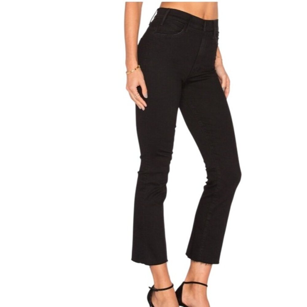 Mother The Hustler Ankle Fray Jeans in Not Guilty washed black women’s 27